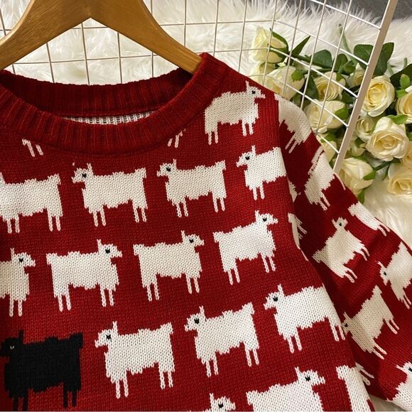 PRINCESS DIANA BLACK SHEEP RED SWEATER INSPIRED - Picture 3 of 12